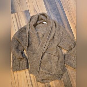Abercrombie & Fitch Brown Shawl-Collar Bouclé Cardigan